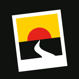 The forWalking app icon: an instant print of a path walking into a sunrise