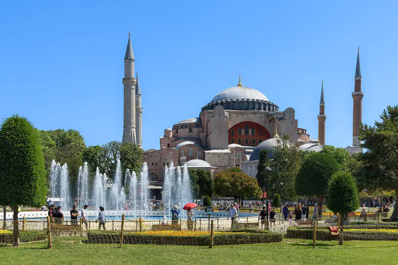 Hagia Sophia seen across the square before the crowds